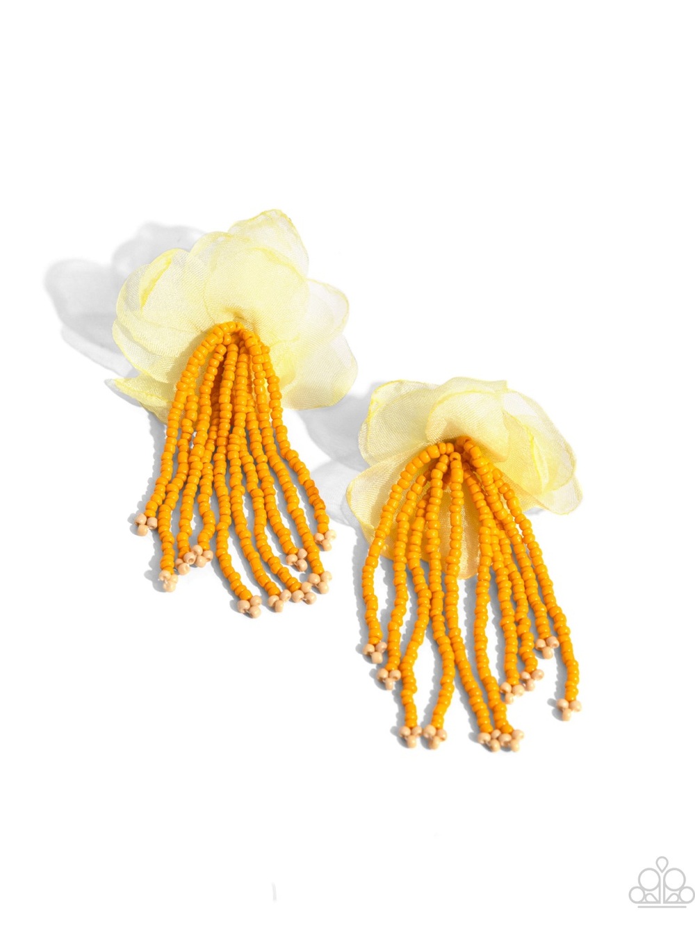 Paparazzi Sunny Yellow Floral Fringe Earrings